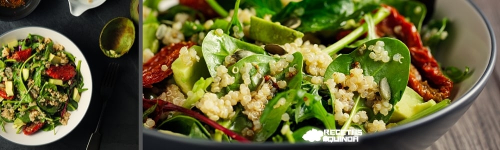 Ensalada de quinoa, espinacas y champiñones